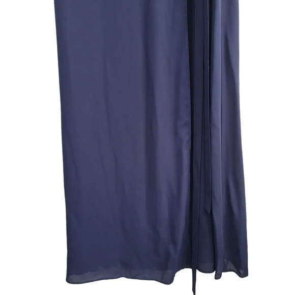 Show Me Your MuMu Noelle Wrap Maxi Dress Navy Flutter Sleeve V-Neck Small - Picture 4 of 10